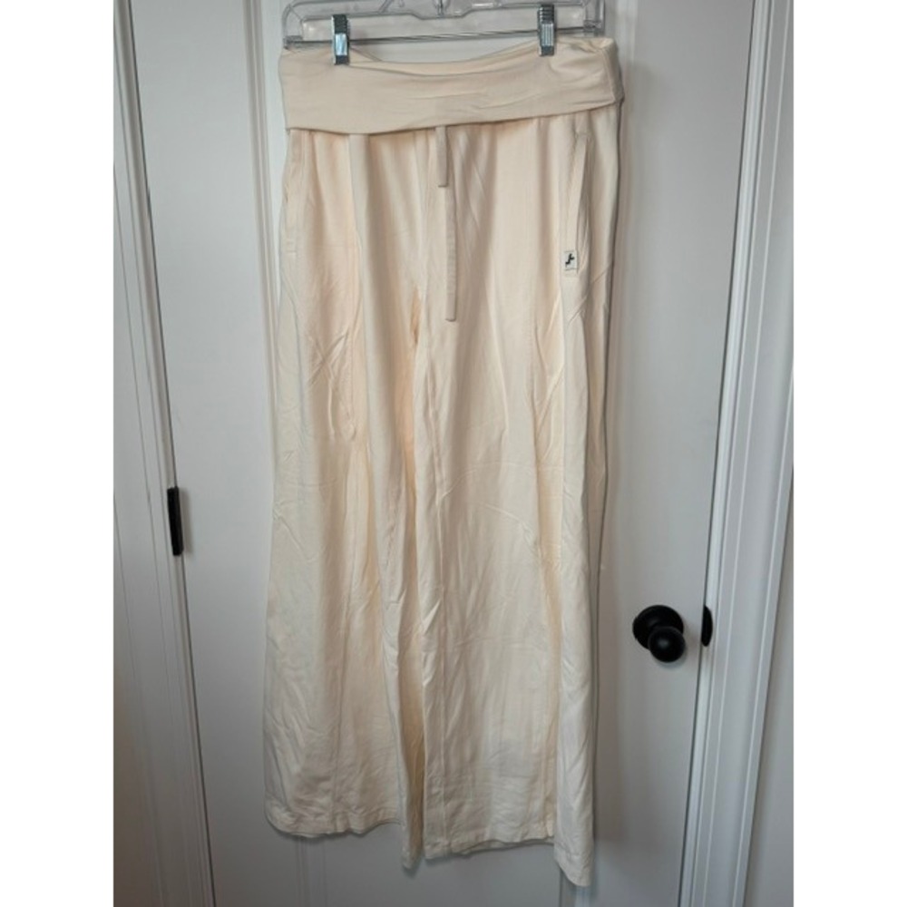 Joy Lab Cream Foldover Wide Leg Lounge Pants Cream Off-White Medium